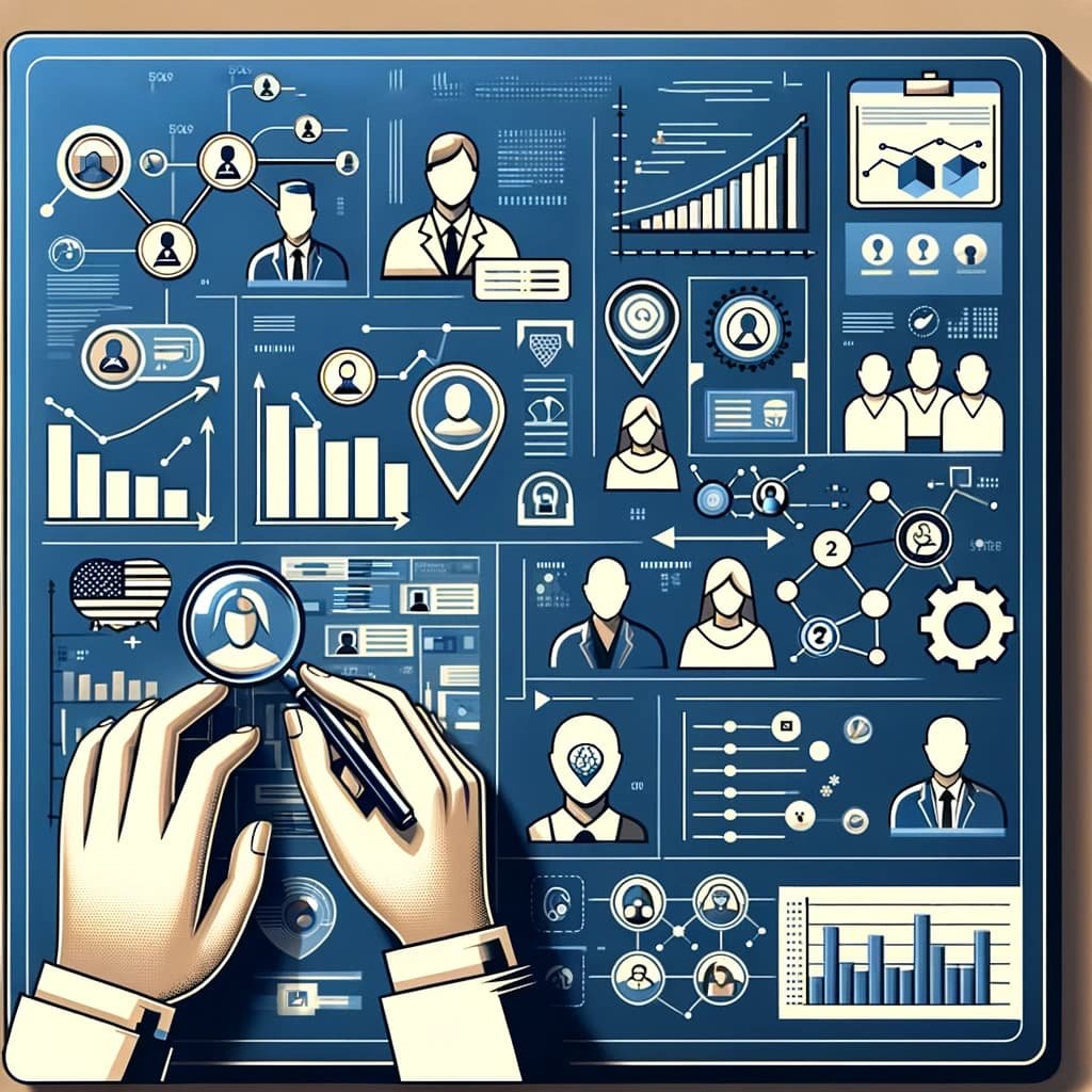 DALL·E 2023 12 18 09.08.03 A square image representing competitor analysis in digital marketing depicting a business person analyzing data charts and competitor profiles. The i
